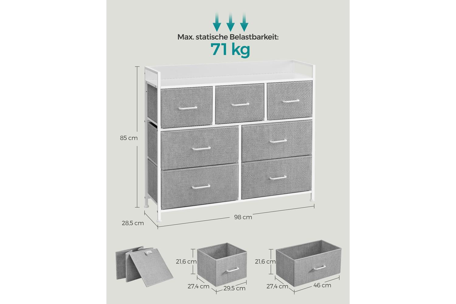 Songmics Dresser Unit | Chest Of Drawers | Particleboard And Steel | 11.2"d X 38.6"w X 33.5"h-6