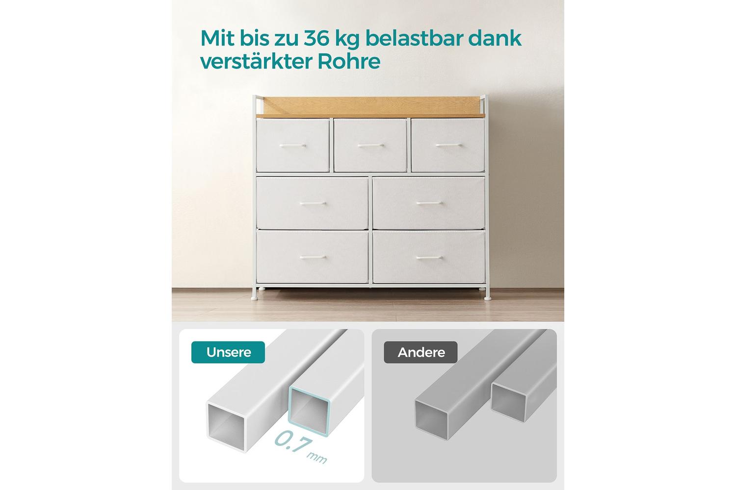 Dresser Unit | Chest Of Drawers | Chipboard Steel Non-woven Fabric | 98cm-4