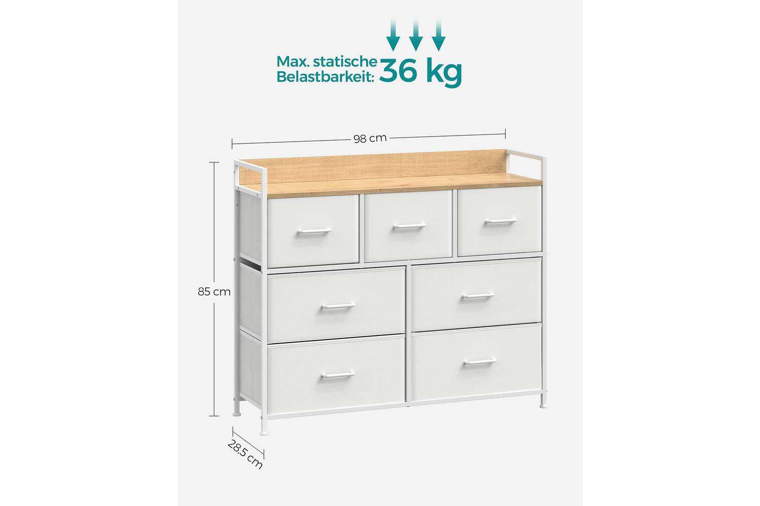 Dresser Unit | Chest Of Drawers | Chipboard Steel Non-woven Fabric | 98cm-6