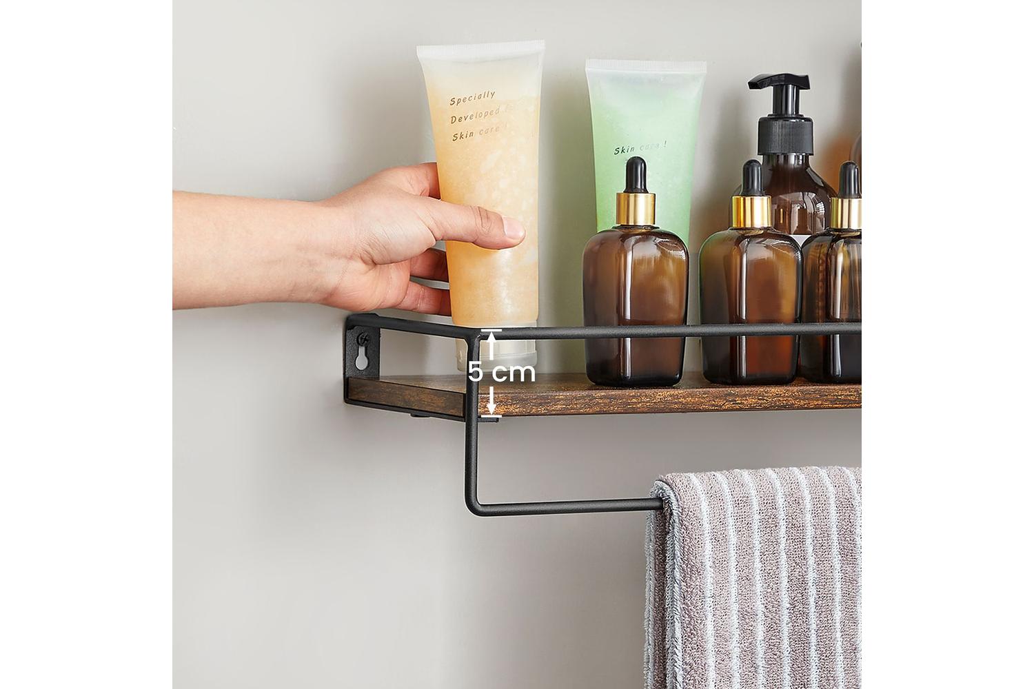 Wall Shelf | Wall Shelf | Particleboard And Steel | Rustic Brown And Black-6