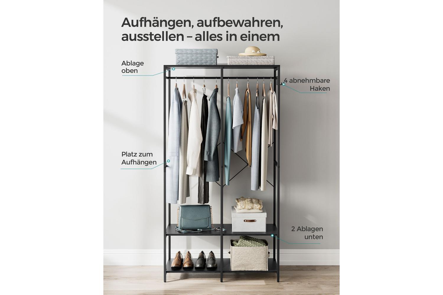 Wardrobe | Clothes Storage | Steel And Particleboard | 94.5 X 40 X 180 Cm-3