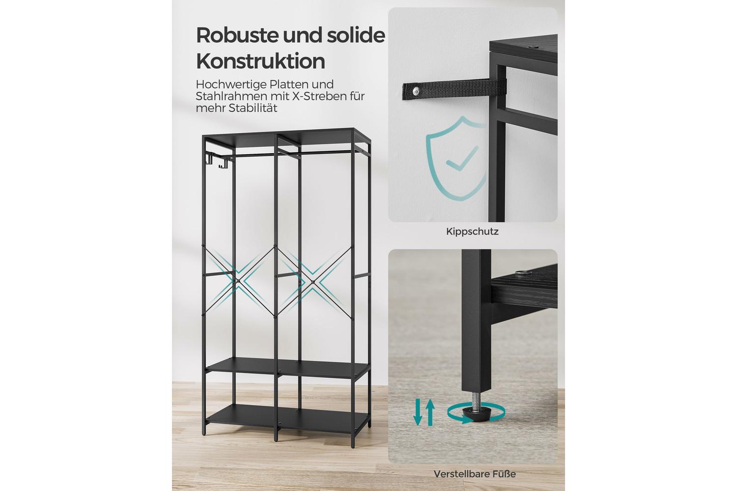 Wardrobe | Clothes Storage | Steel And Particleboard | 94.5 X 40 X 180 Cm-4