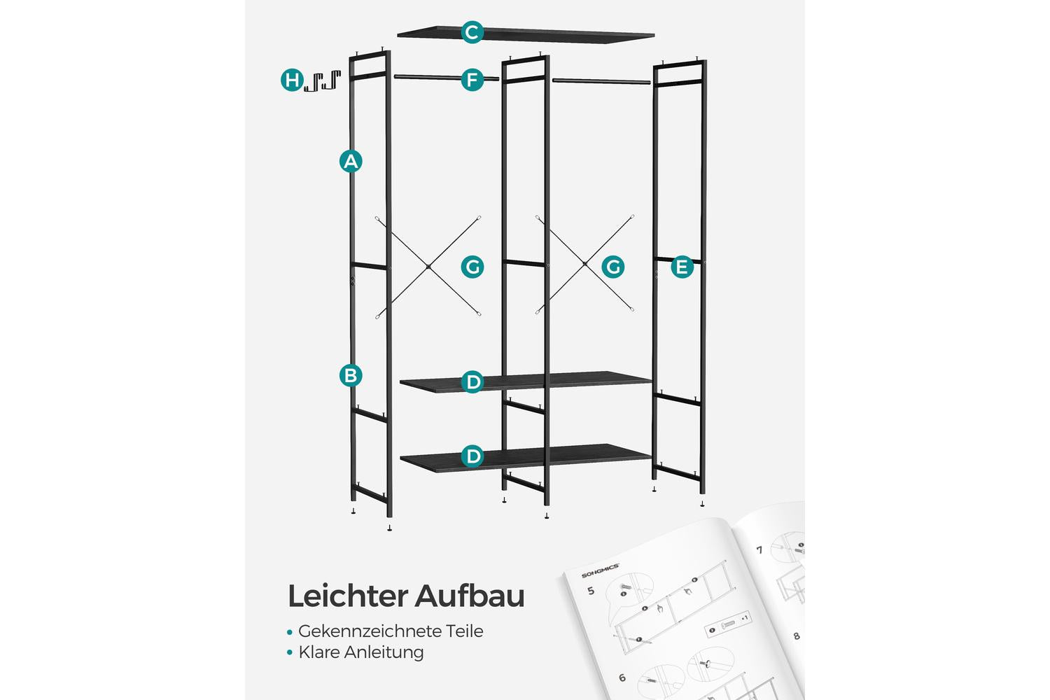 Wardrobe | Clothes Storage | Steel And Particleboard | 94.5 X 40 X 180 Cm-6