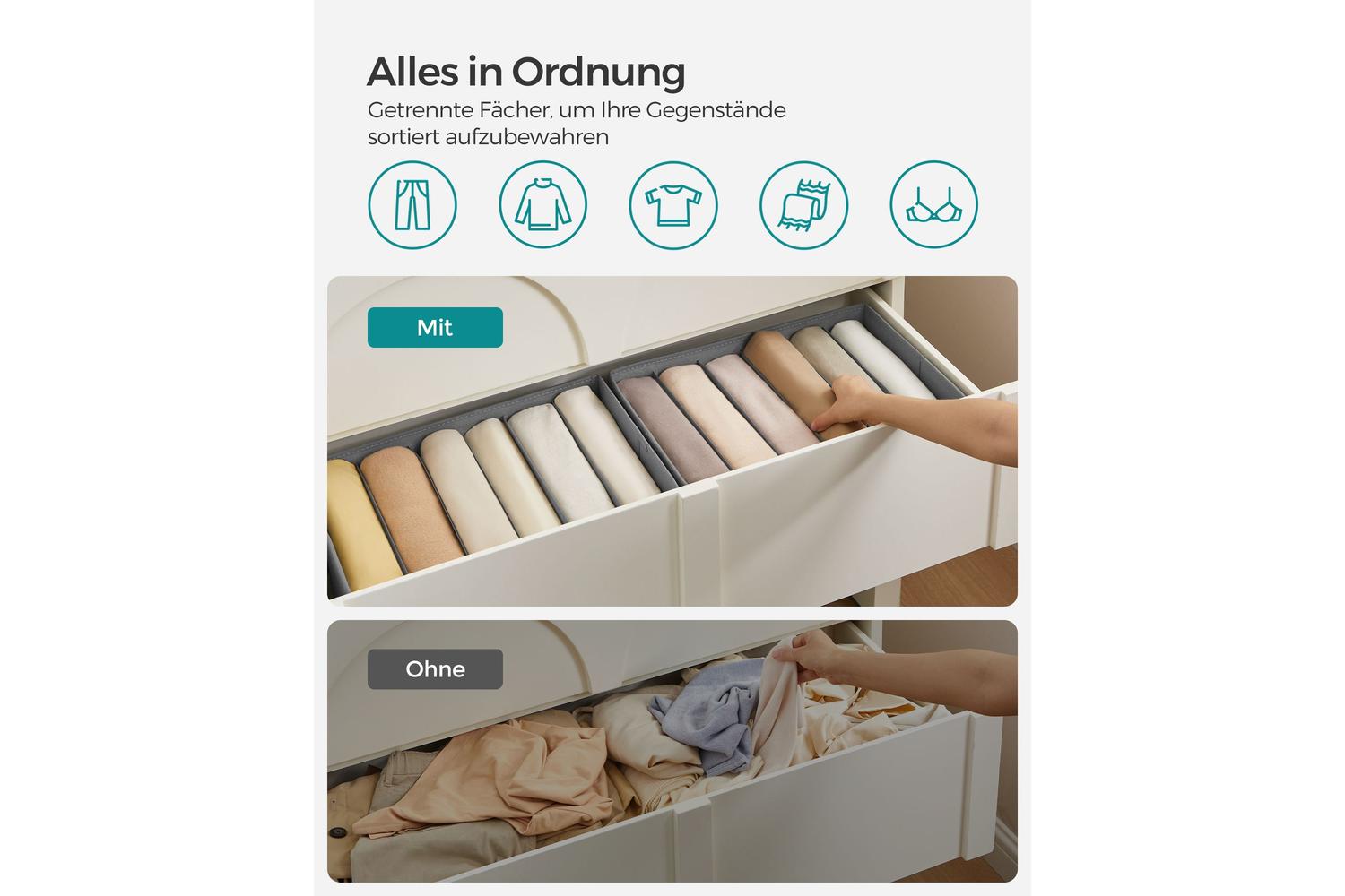 Clothes Drawer Organizer | Drawer Storage | Non-woven Fabric | 42 X 30 X 17 Cm-2