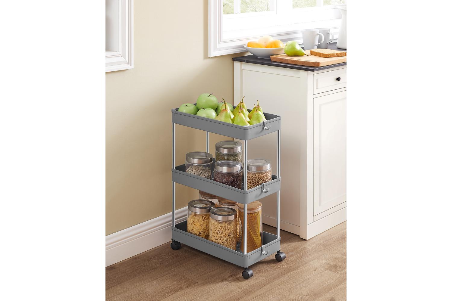 Kitchen Storage Rack | Storage Trolley | Stainless Steel & Pp Plastic | 23.6 X 42 X 60.6 Cm-2