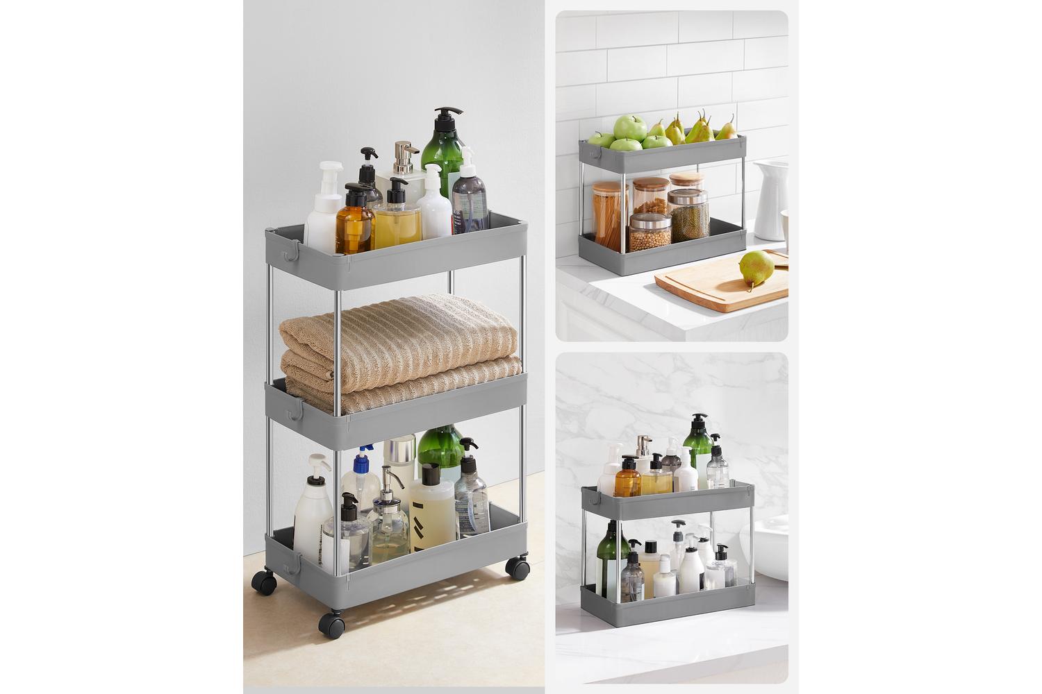 Kitchen Storage Rack | Storage Trolley | Stainless Steel & Pp Plastic | 23.6 X 42 X 60.6 Cm-6