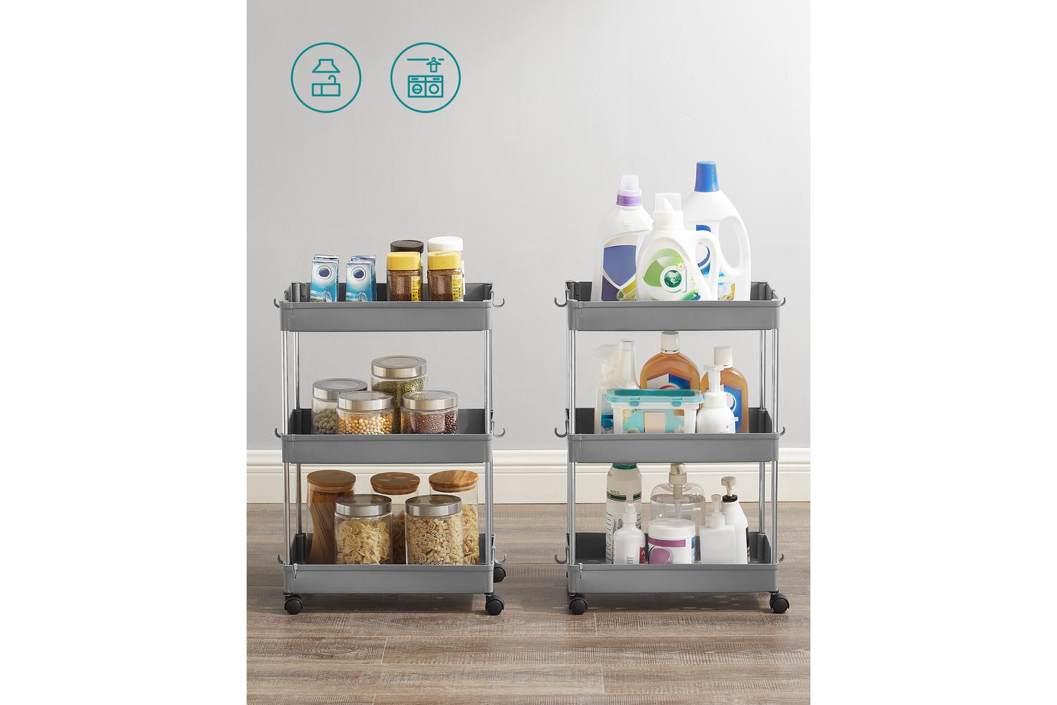 Kitchen Storage Rack | Storage Trolley | Stainless Steel & Pp Plastic | 23.6 X 42 X 60.6 Cm-7