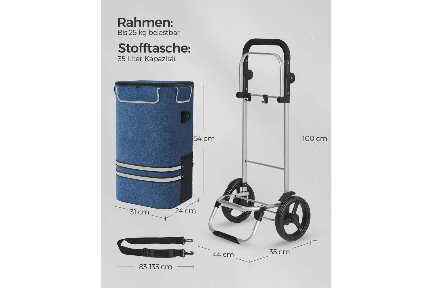 Songmics Shopping Trolley | Trolley And Cart | Polyester And Aluminium | 35 Litre-6