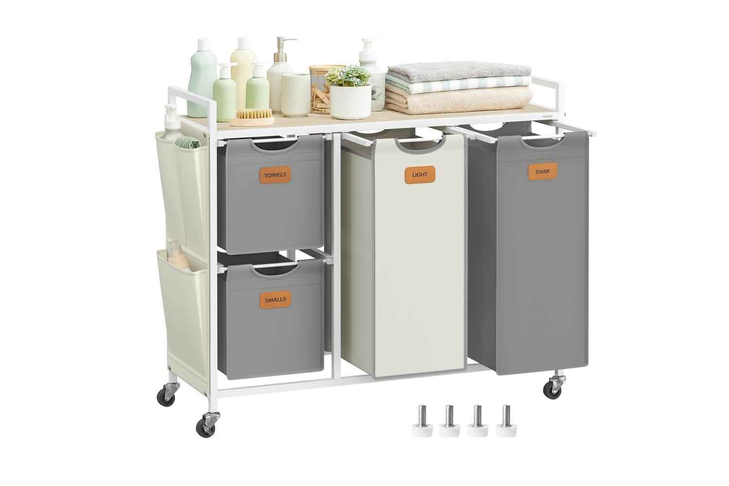 Laundry Basket | Laundry Cart | Steel & Oxford Fabric | 150l