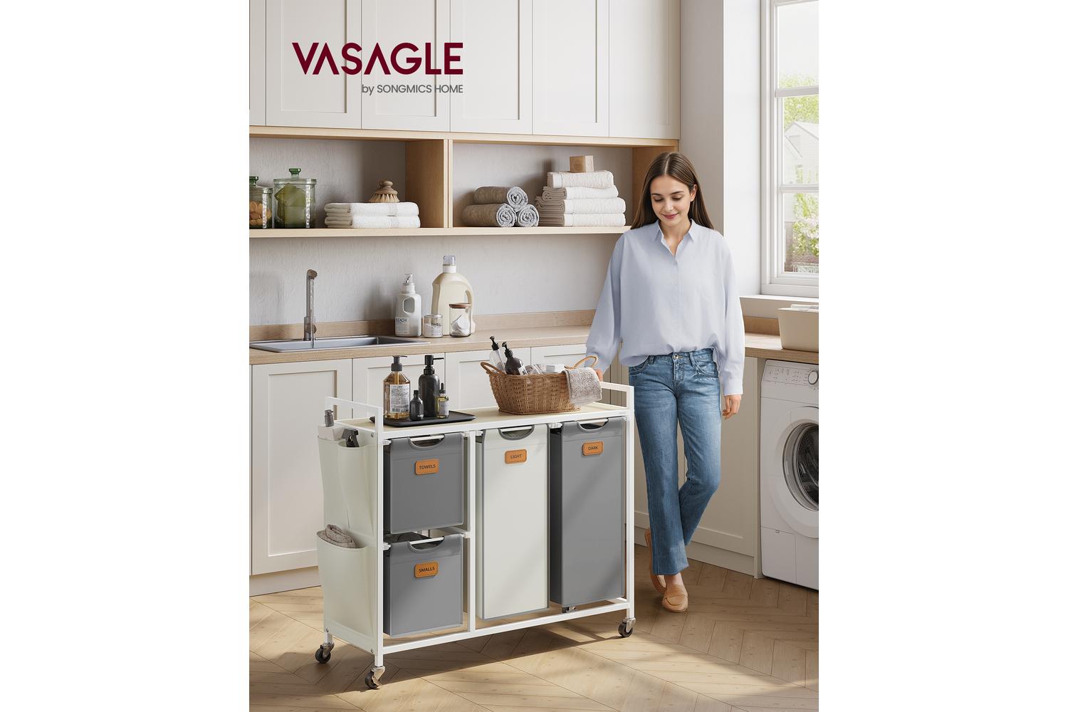 Laundry Basket | Laundry Cart | Steel & Oxford Fabric | 150l-2