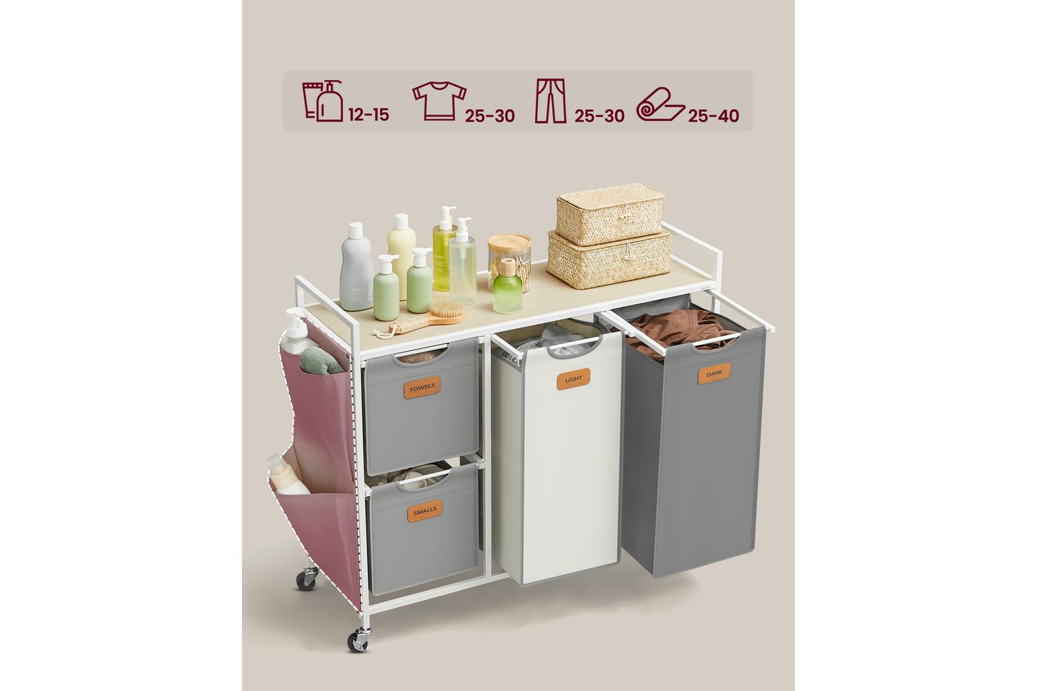 Laundry Basket | Laundry Cart | Steel & Oxford Fabric | 150l-3