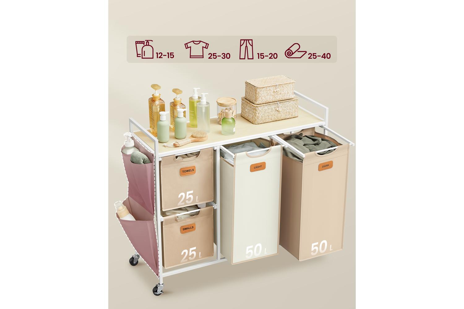 Laundry Basket | Laundry Cart | Steel & Oxford Fabric | 150l-2