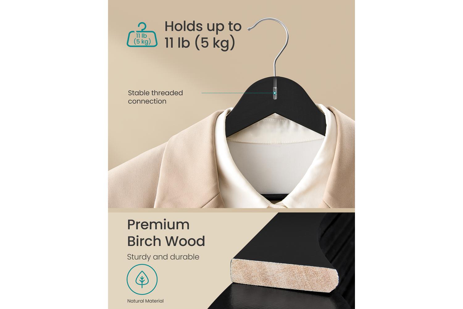 Wood Hangers | Clothes Hangers | Birch Wood | Standard Size-2