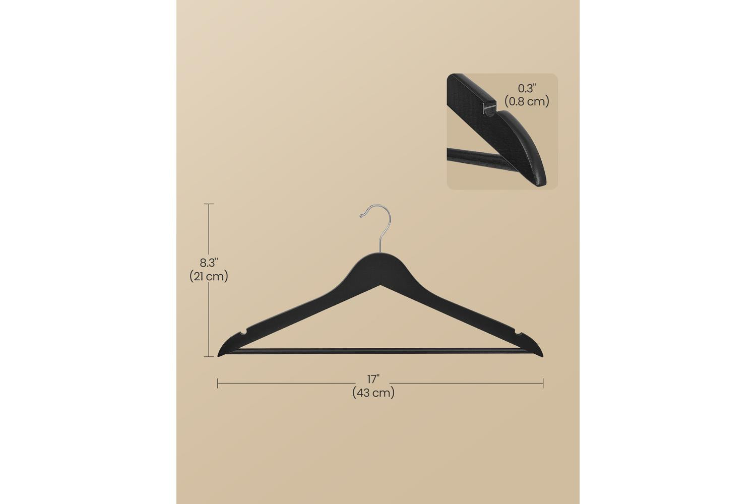 Wood Hangers | Clothes Hangers | Birch Wood | Standard Size-6