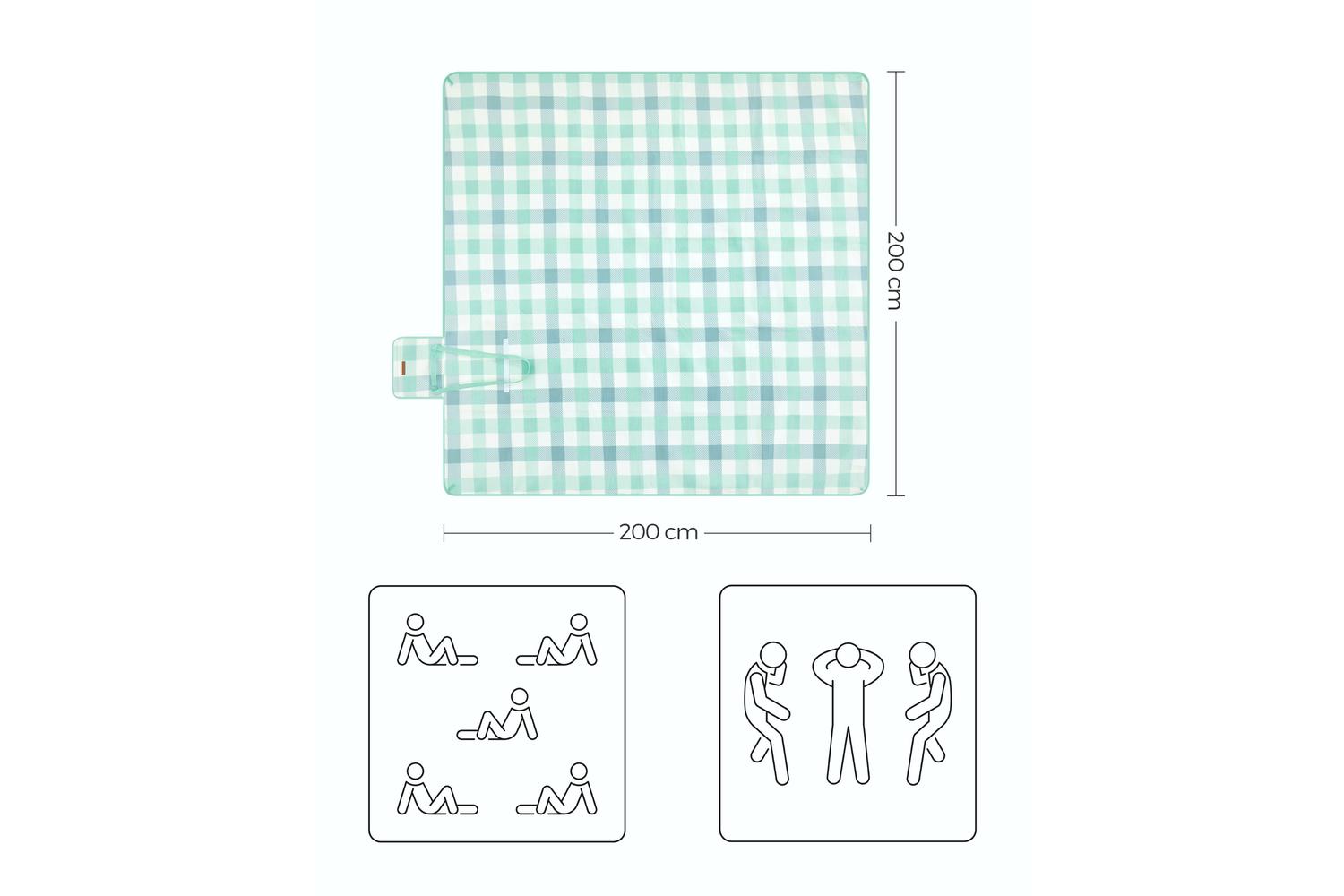Songmics Camping Mat | Picnic Blanket | Fleece Surface | 200 X 200 Cm-6