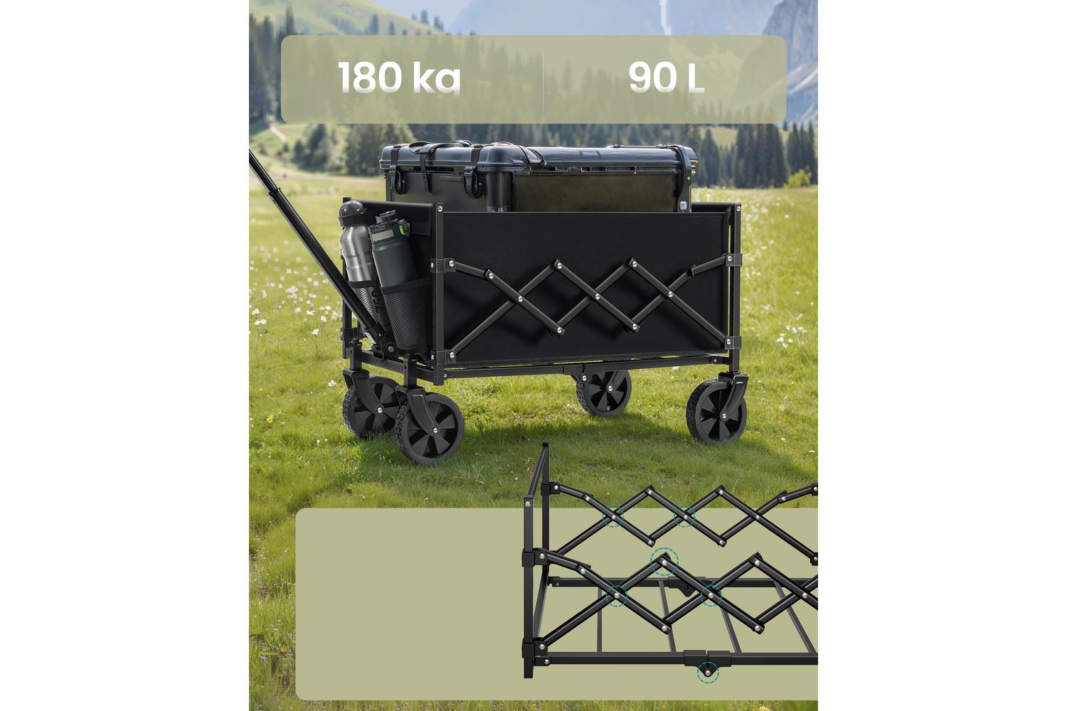 Foldable Wagon | Trolley | Steel & Oxford Fabric | 180kg Capacity-2