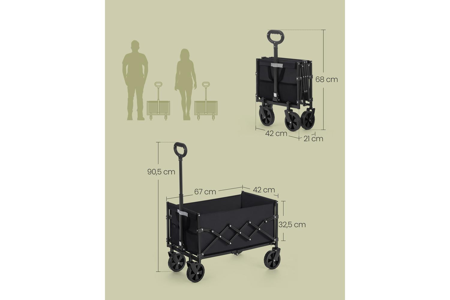 Foldable Wagon | Trolley | Steel & Oxford Fabric | 180kg Capacity-6