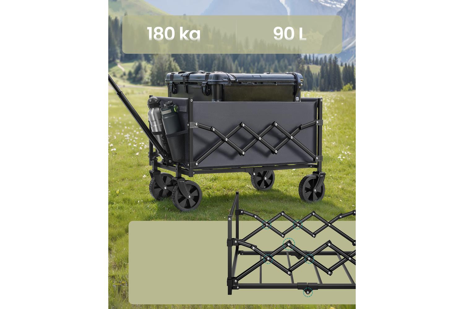 Foldable Wagon | Trolley | Steel & Oxford Fabric | 180kg Capacity-2