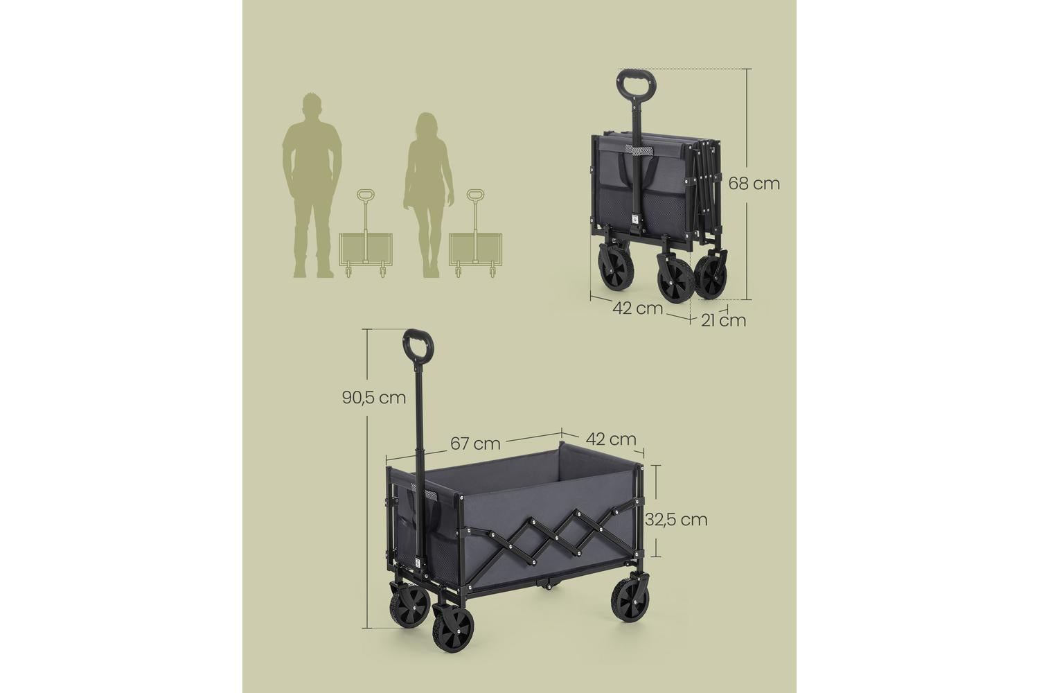Foldable Wagon | Trolley | Steel & Oxford Fabric | 180kg Capacity-6
