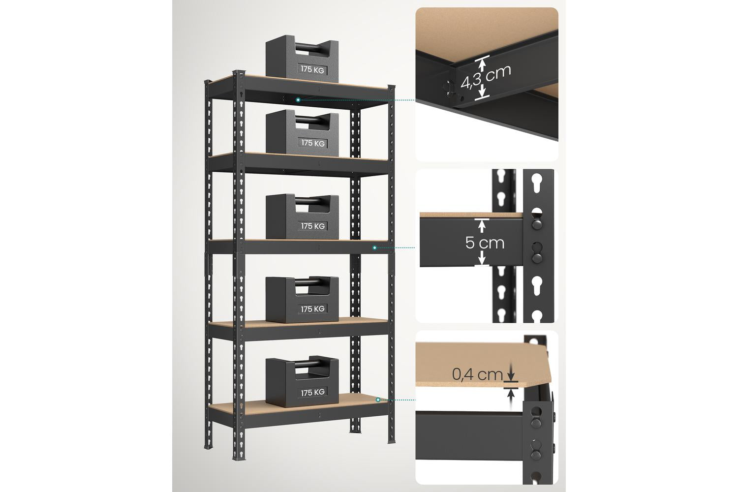 Songmics Shelving Unit | Garage Shelving | Steel And Mdf | Five Tier-2