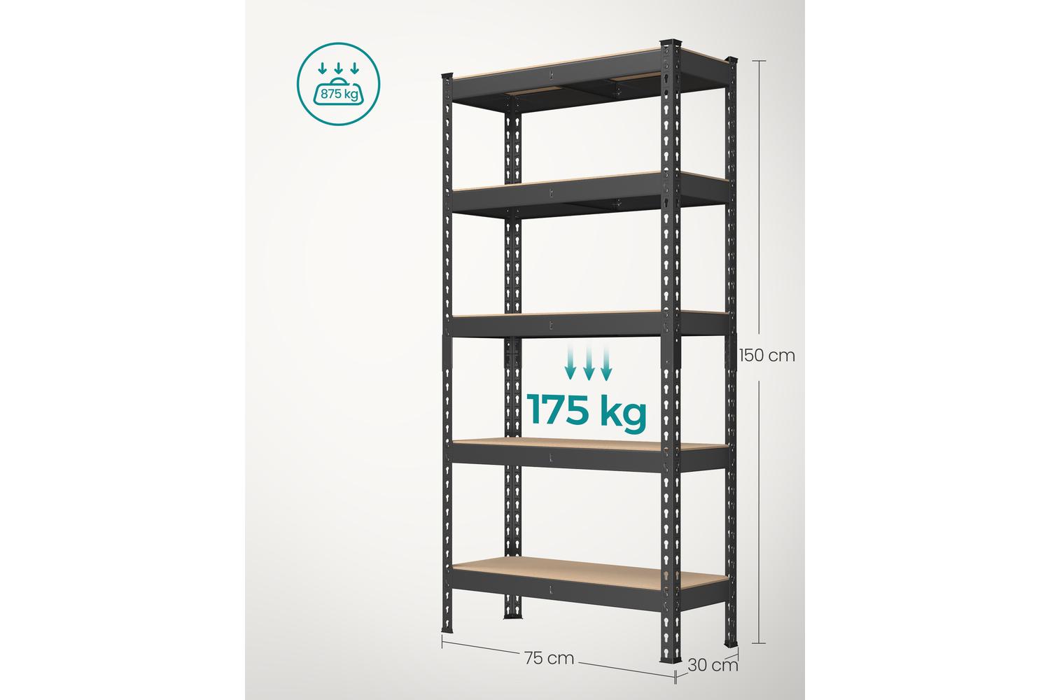 Songmics Shelving Unit | Garage Shelving | Steel And Mdf | Five Tier-6