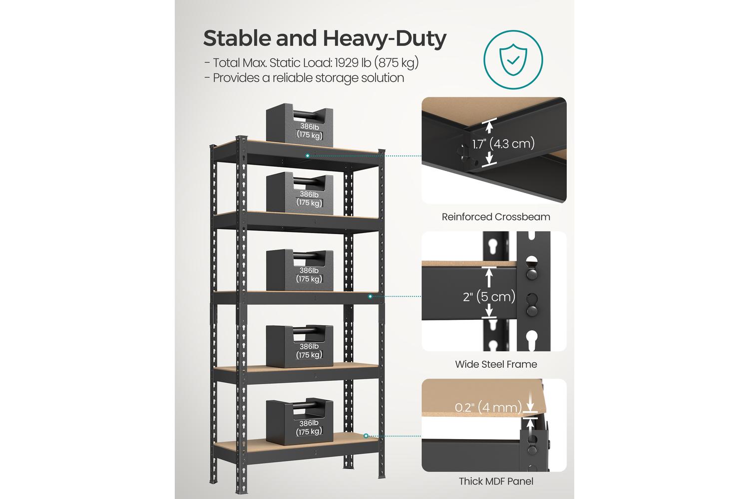 Shelving | Garage Shelving | Steel Frame Mdf Shelves | Adjustable Height-2