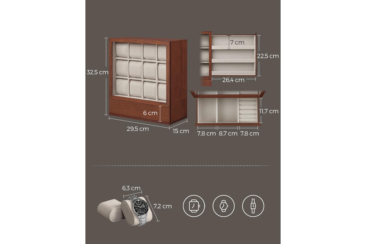 Watch Box | Watch And Jewelry Organiser | Solid Wood Veneer | 12 Slot-4