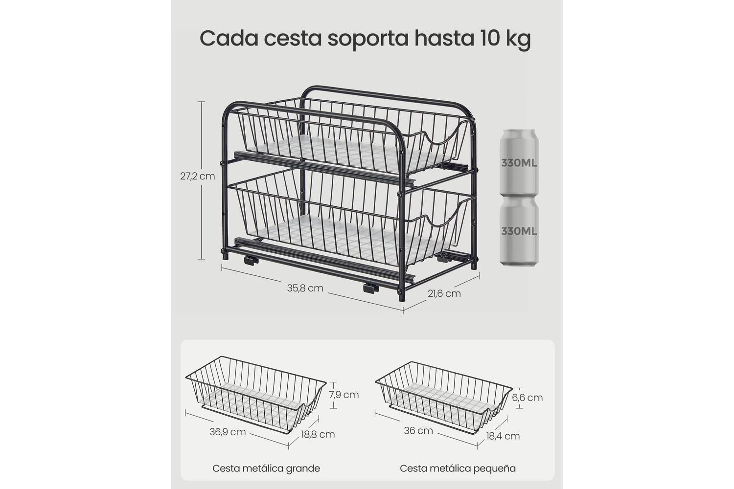 Pull-out Home Organizers | Clothes Storage | Steel | 2 Baskets-5