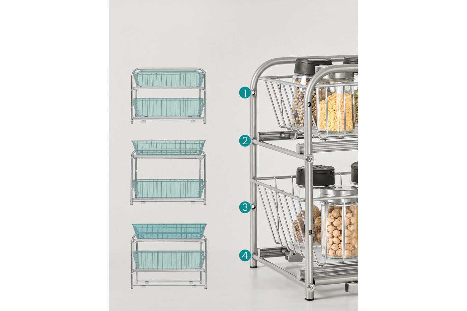 Pull-out Home Organizers | Cabinet Organiser | Steel | Two-tier-3