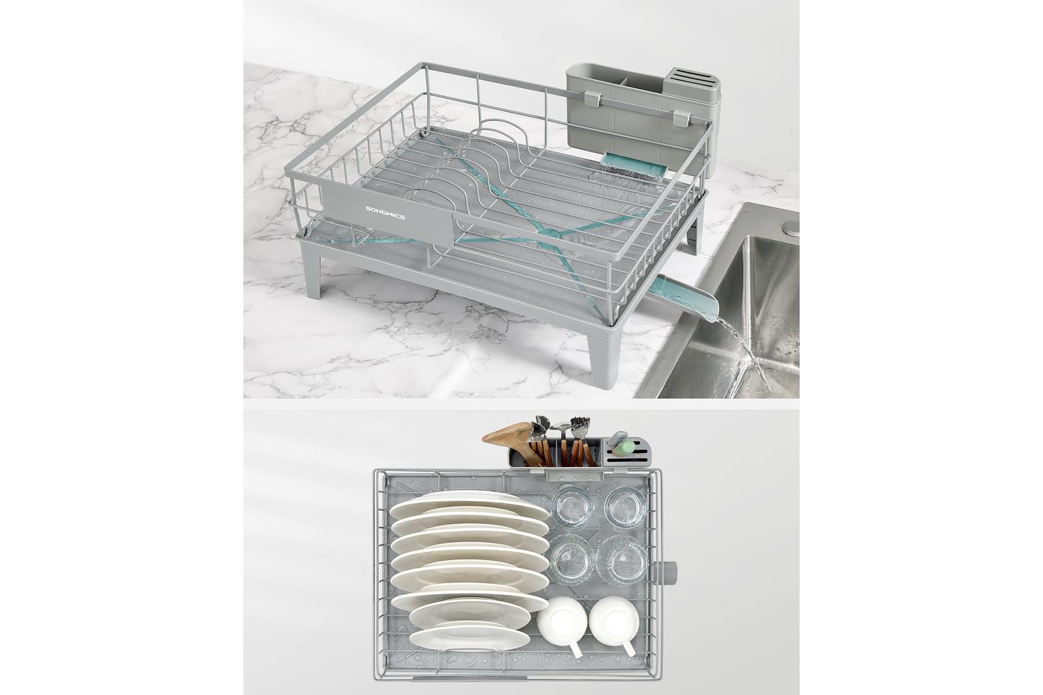 Songmics Dish Rack | Kitchen Dish Drainer | Steel & Plastic | 31 X 42 X 18.5 Cm-3