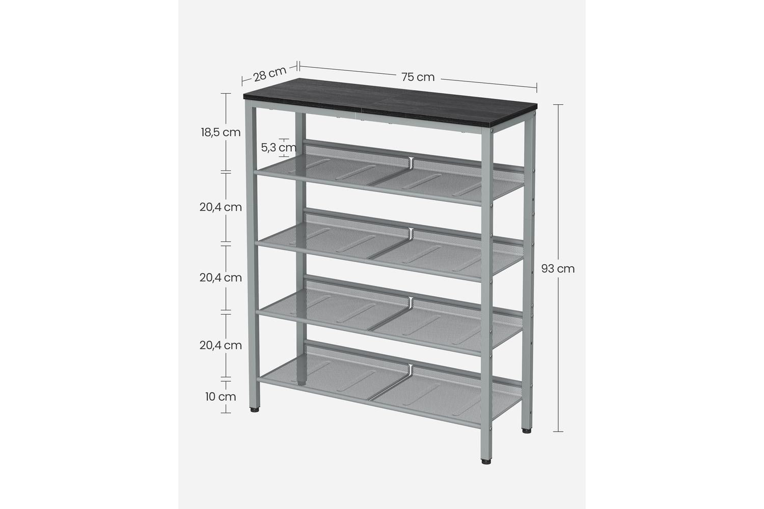 Shoe Rack | Shoe Storage Rack | Particleboard And Steel | Five Tier-5
