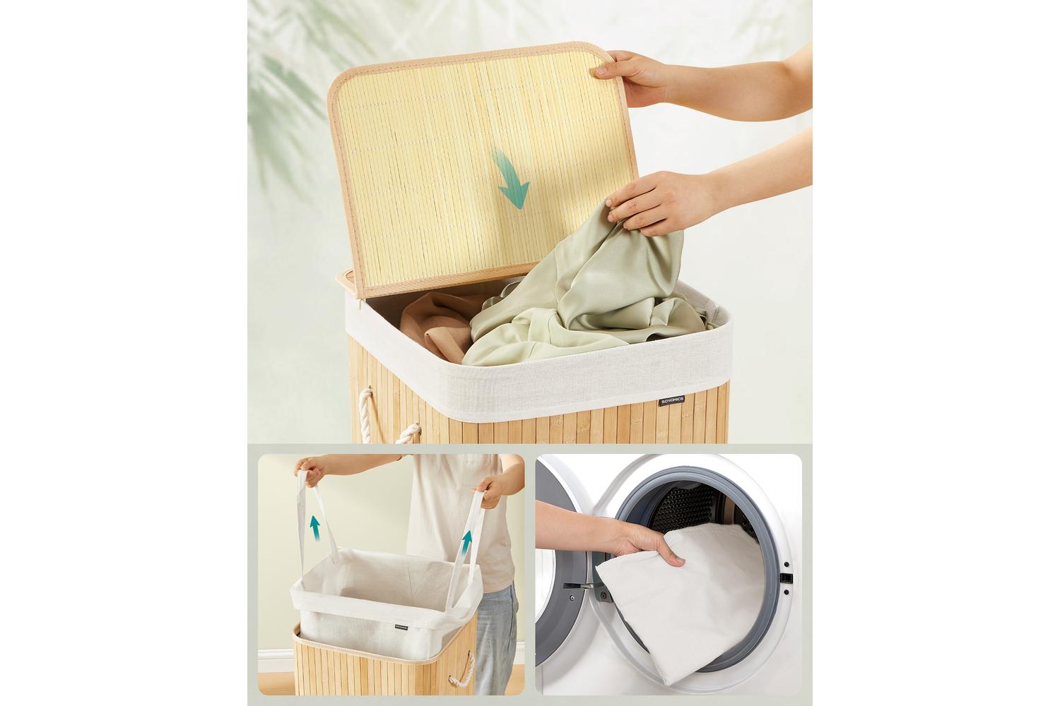 Laundry Hamper | Laundry Basket | Bamboo | 95l-2