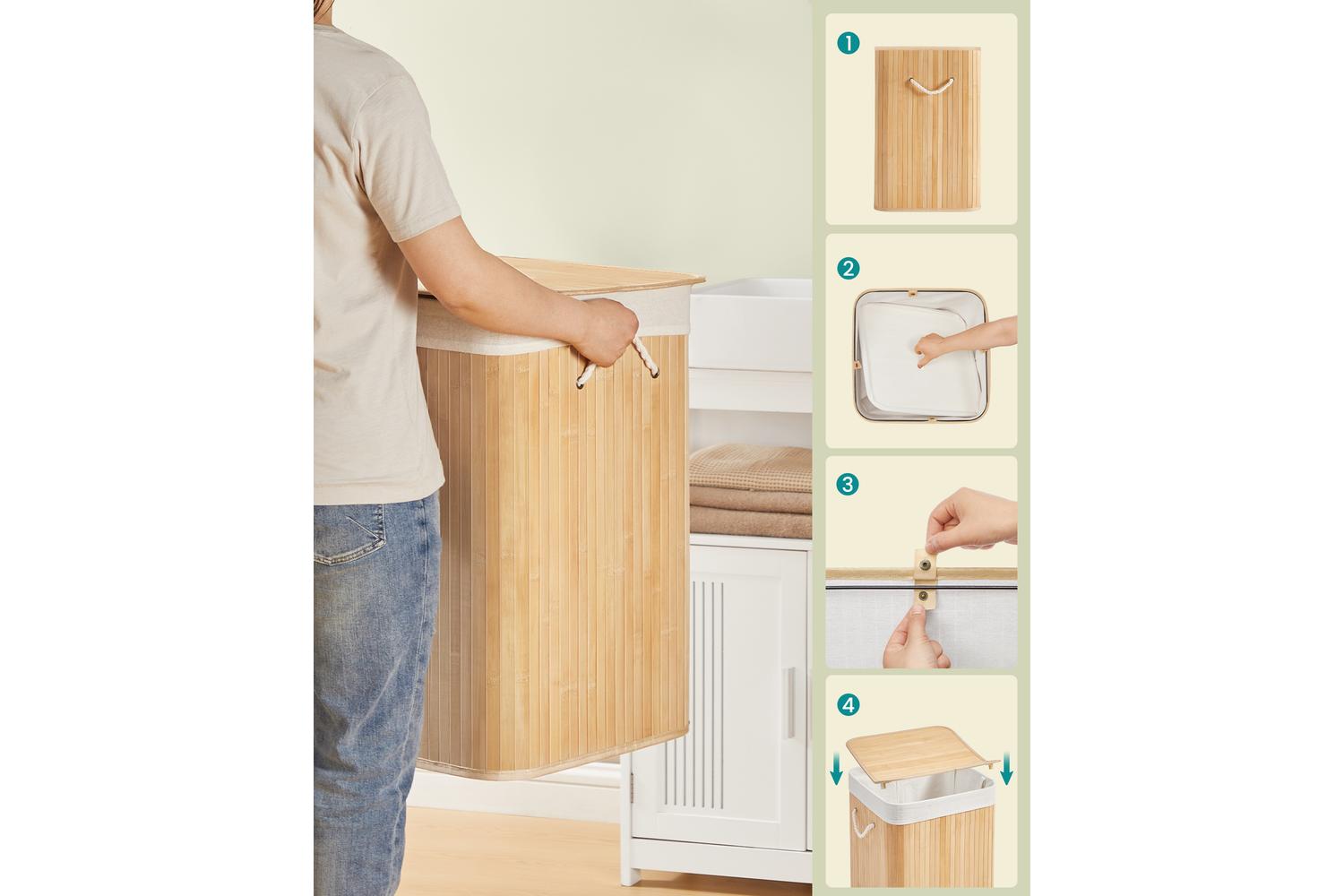 Laundry Hamper | Laundry Basket | Bamboo | 95l-5