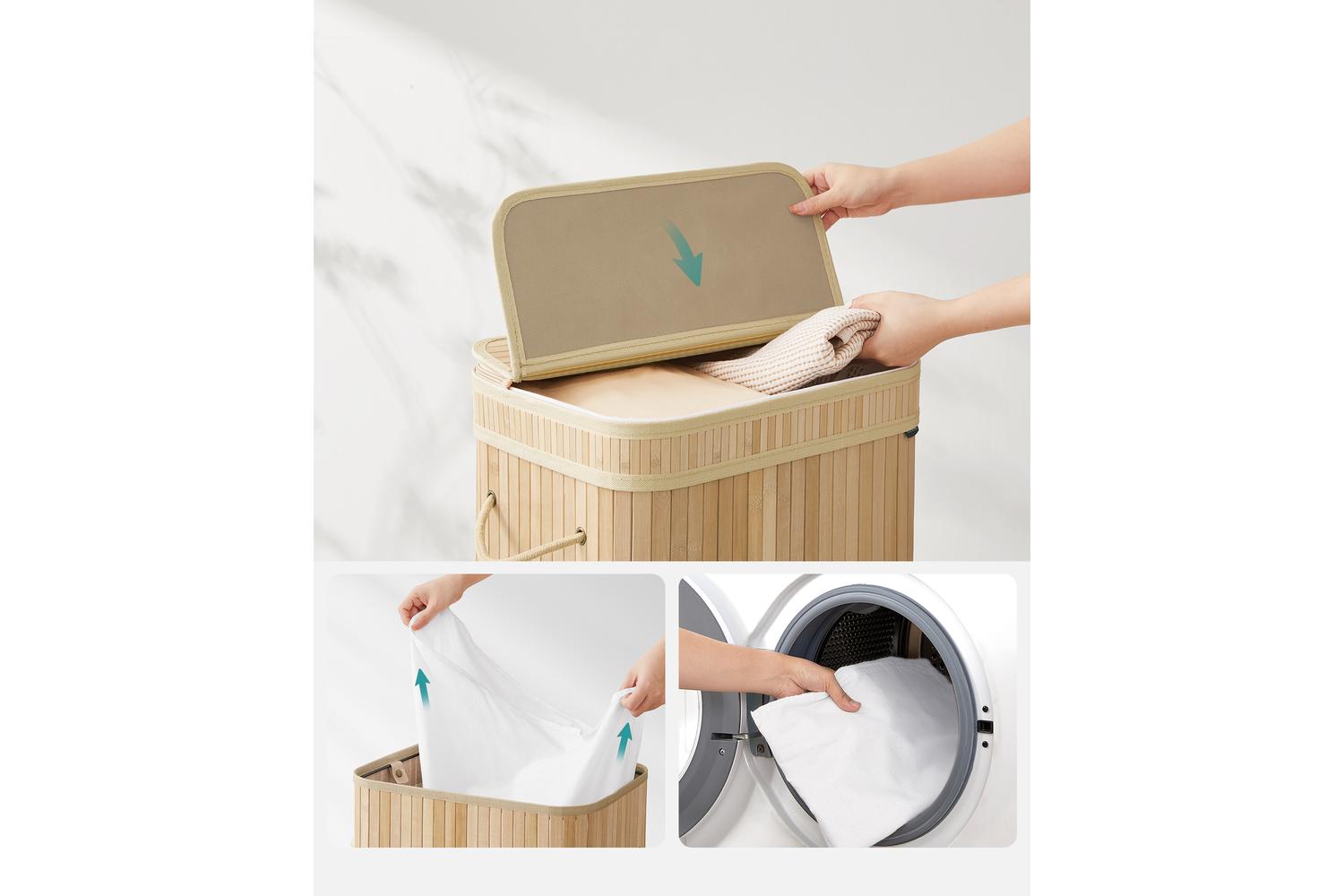 Laundry Hamper | Laundry Basket | Bamboo | 72l-2