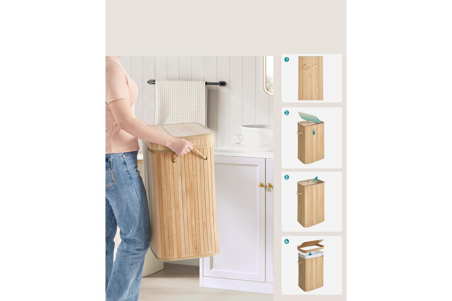 Laundry Hamper | Laundry Basket | Bamboo | 72l-5
