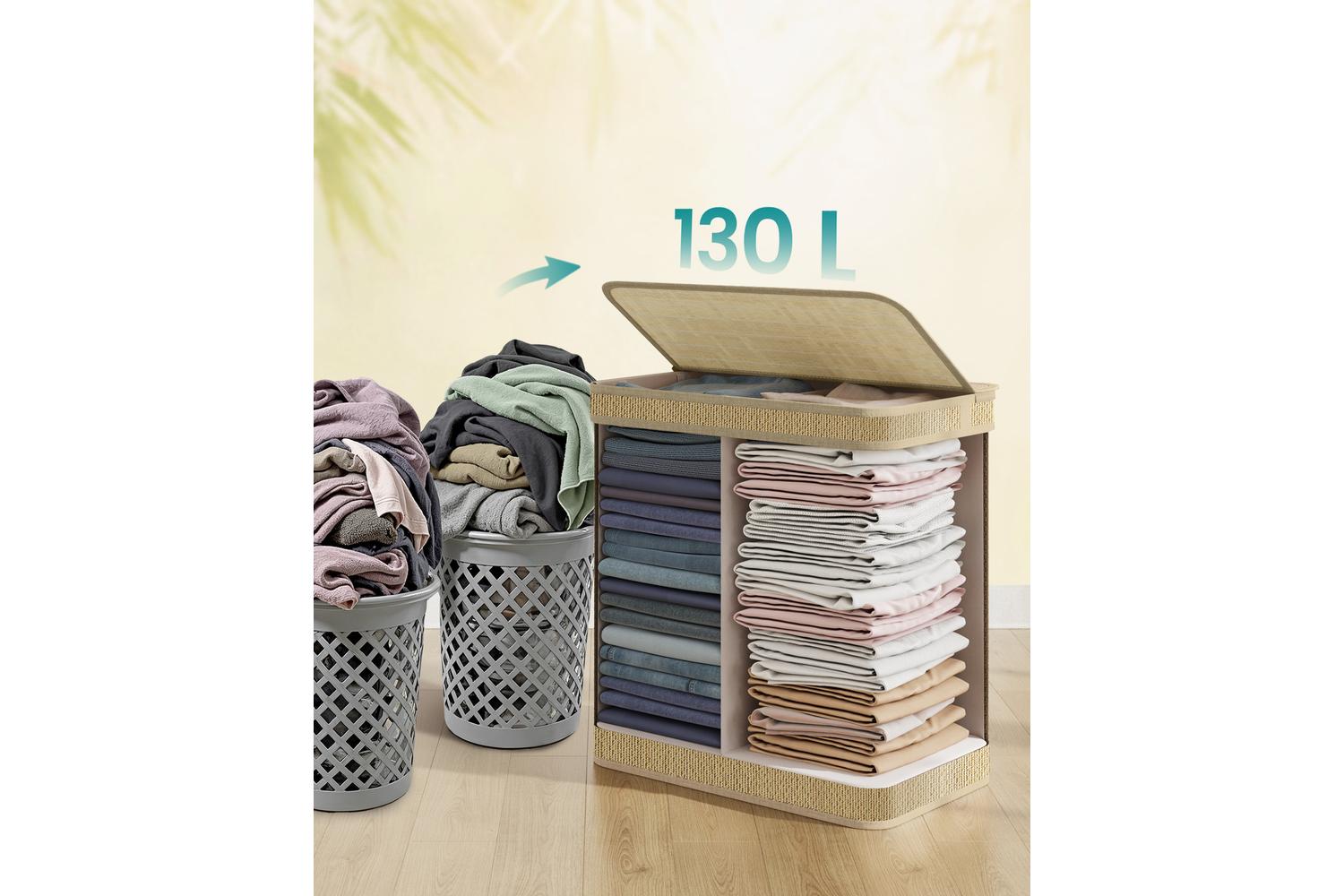 Laundry Hamper | Laundry Basket | Bamboo & Metal | 130 Litre-3