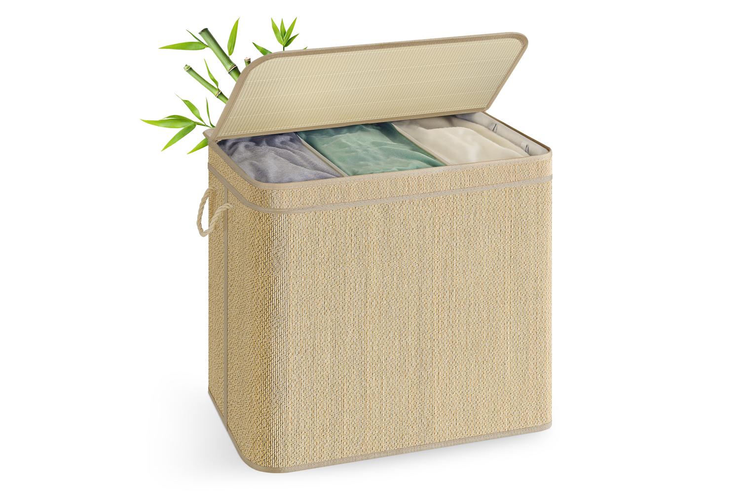 Laundry Hamper | Laundry Basket | Bamboo & Metal | 170 Litre