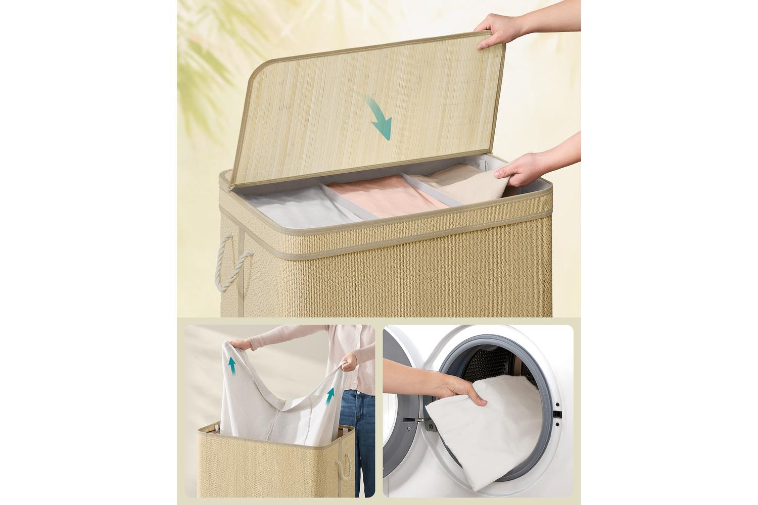 Laundry Hamper | Laundry Basket | Bamboo & Metal | 170 Litre-2