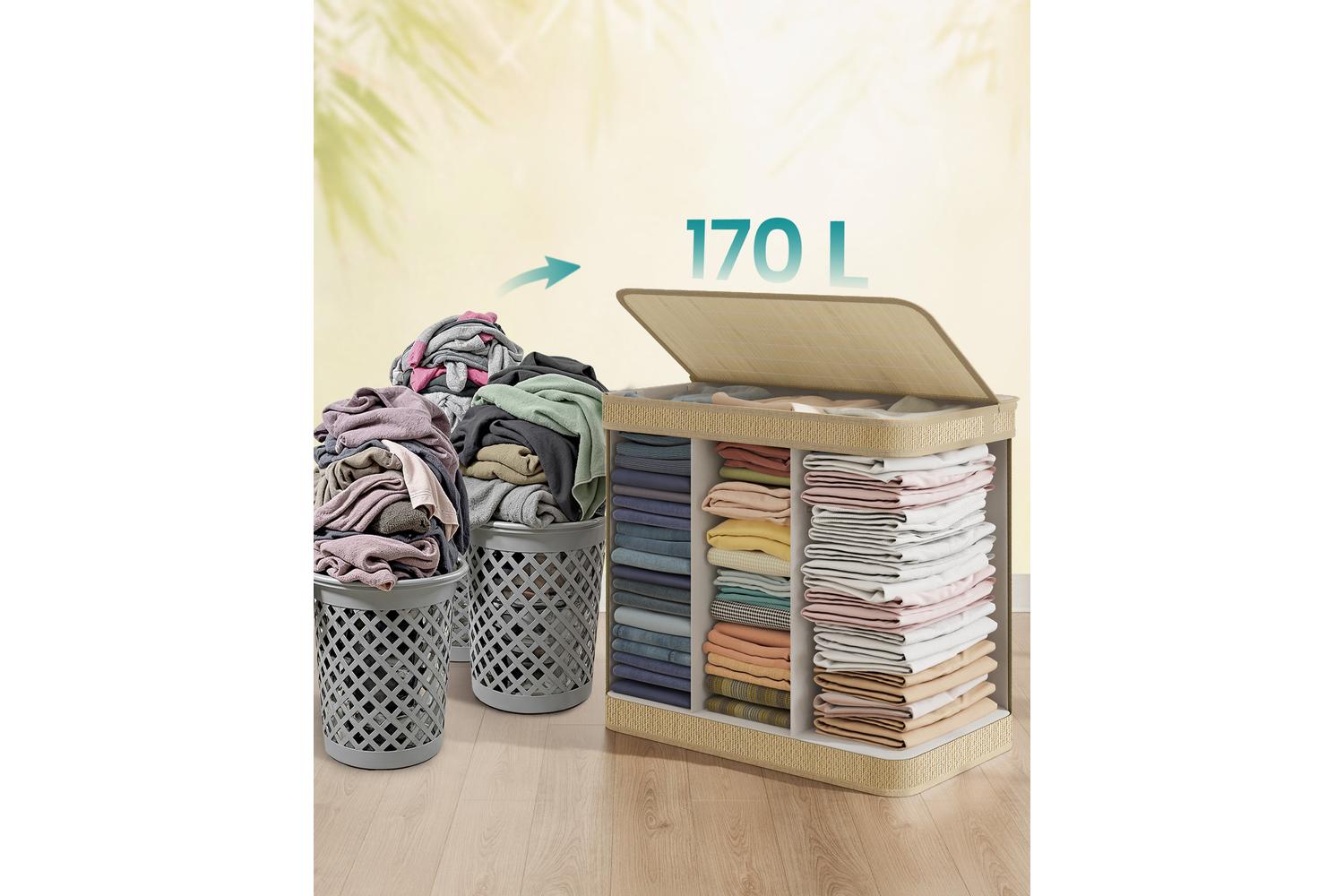 Laundry Hamper | Laundry Basket | Bamboo & Metal | 170 Litre-3