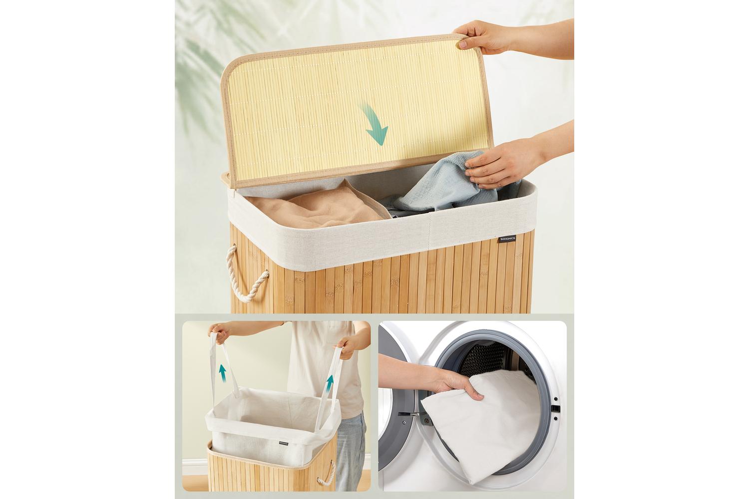 Laundry Hamper | Laundry Basket | Bamboo | 100 Litre-2