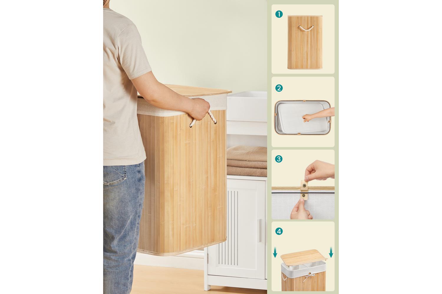 Laundry Hamper | Laundry Basket | Bamboo | 100 Litre-5
