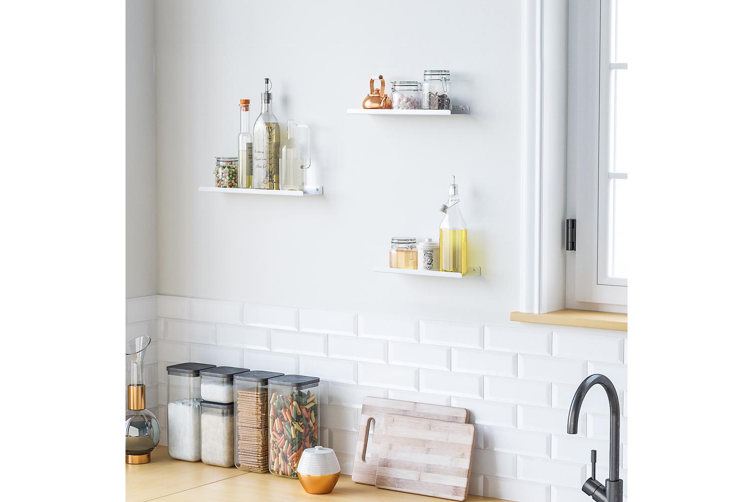 Songmics Floating Shelves | Wall Shelf Set | Powder-coated Iron | White-2