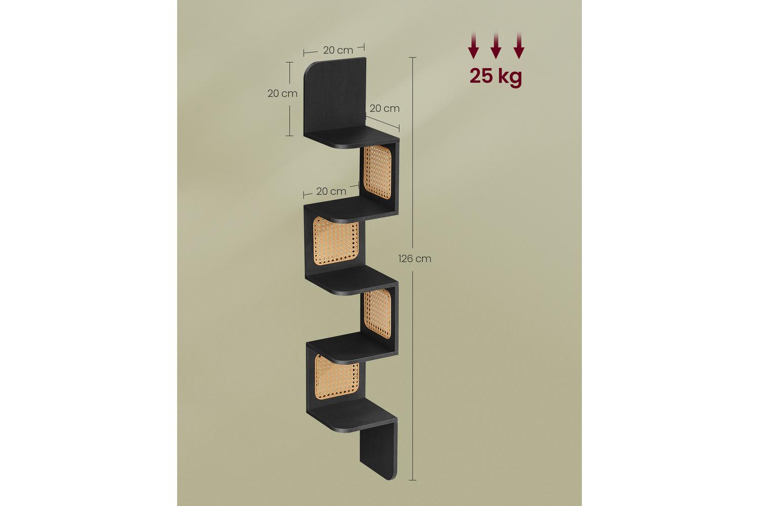 Vasagle Corner Shelf | Wall Mounted | Pvc Rattan Sides | 5 Tier-5