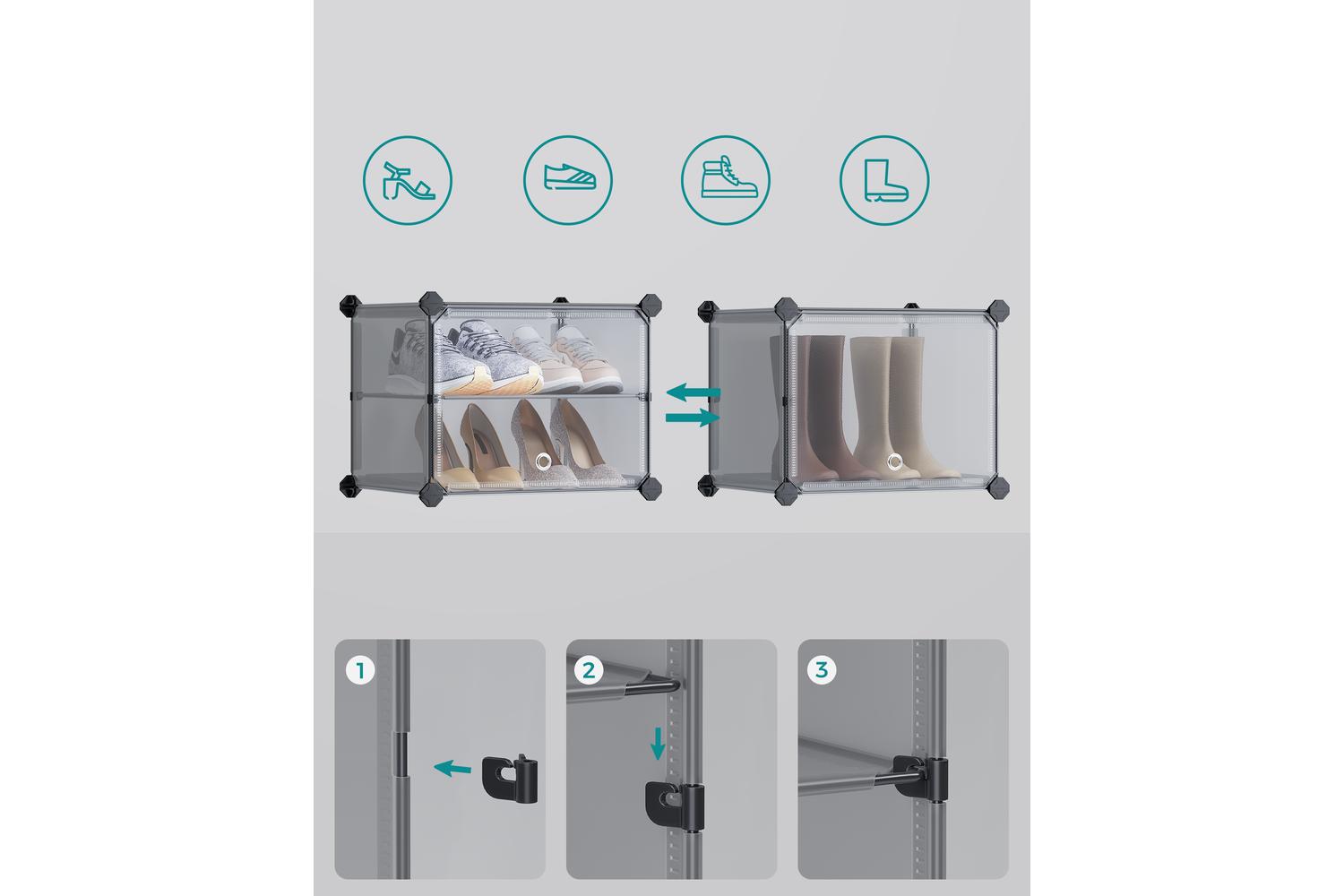 Shoe Rack | Shoe Storage Unit | Plastic And Steel | Large-3