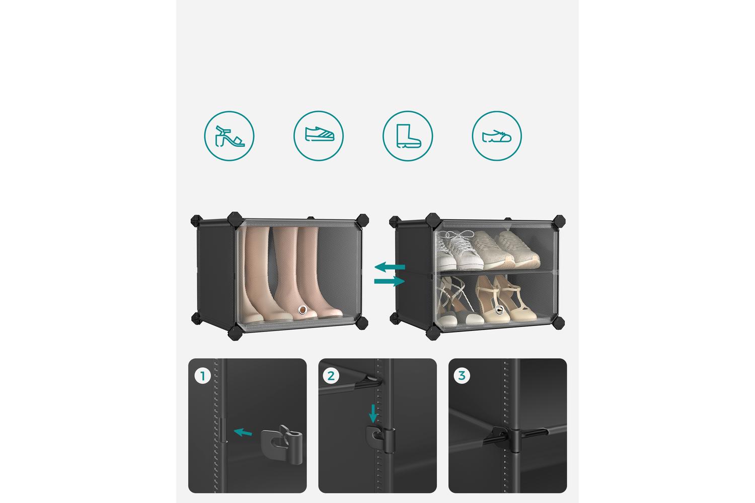 Shoe Rack | Shoe Storage Unit | Plastic And Steel | Large-4
