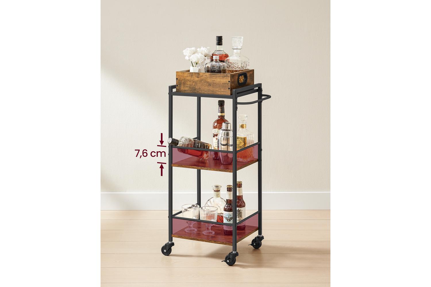 Vasagle Serving Cart | Trolley | Vintage Brown And Black | Three Shelves-4