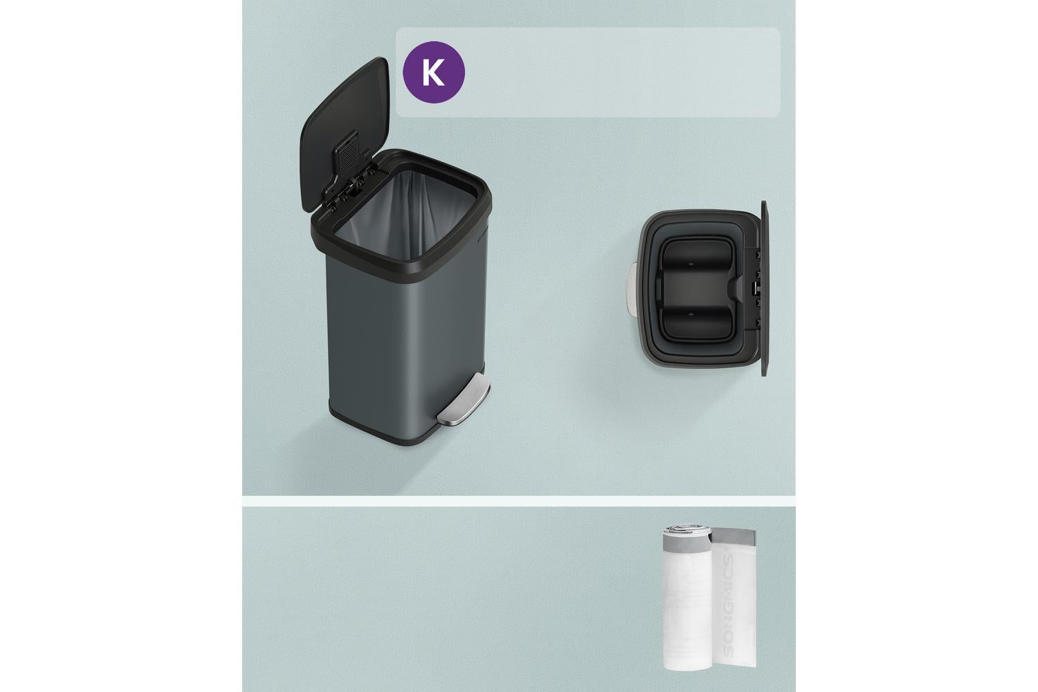 Songmics Trash Can | Pedal Bin | Steel | 50 L-6