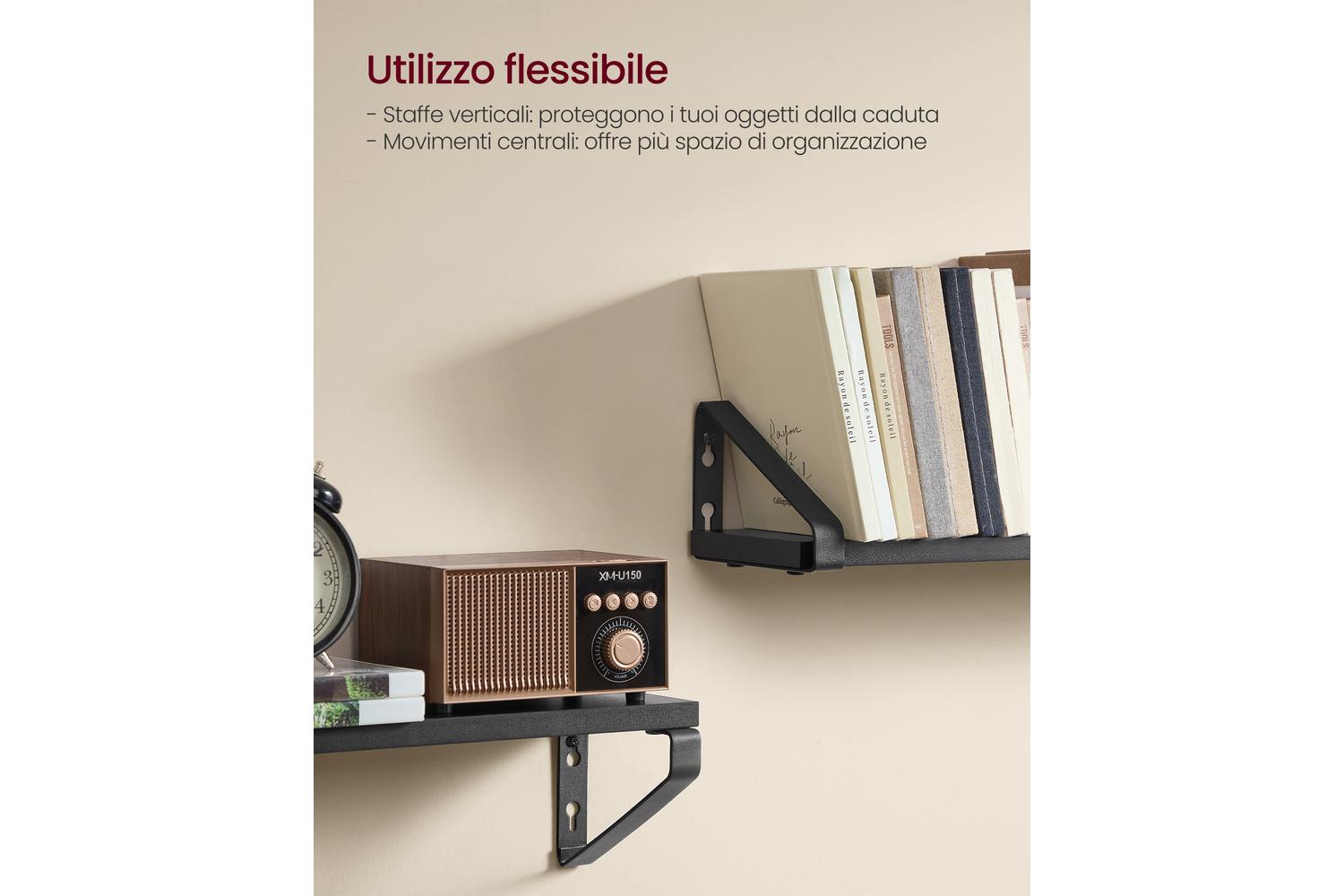 Wall Shelf Set Of 3 | Storage & Organisation | Ink Black Panel & Matte Black Steel-2