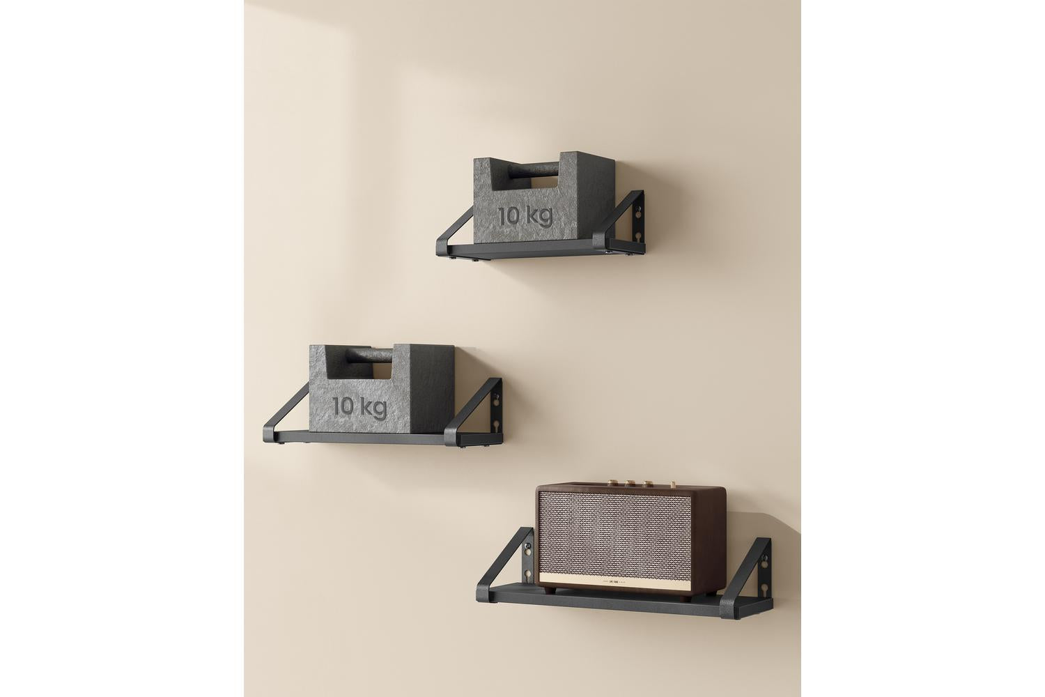 Wall Shelf Set Of 3 | Storage & Organisation | Ink Black Panel & Matte Black Steel-3