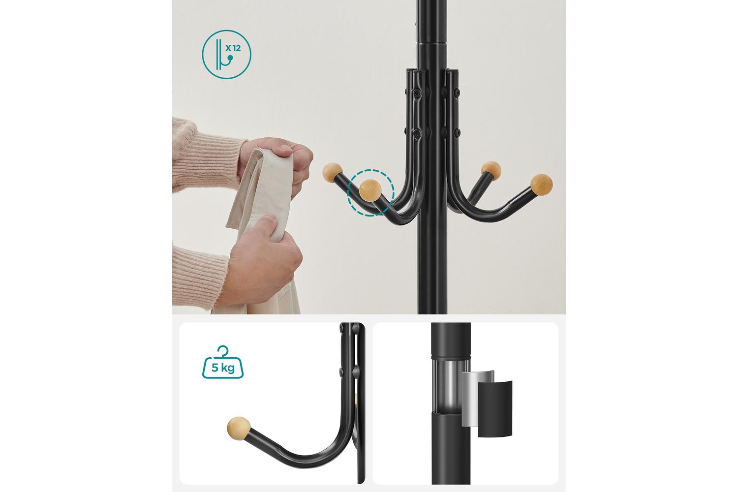 Coat Rack | Free Standing | Steel | 12 Hooks-2